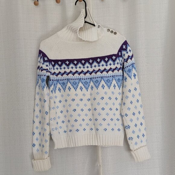 Gap Kids Girl Knit Pullover Sweater XXL 14 16 Turtleneck Geo Design - Picture 1 of 13